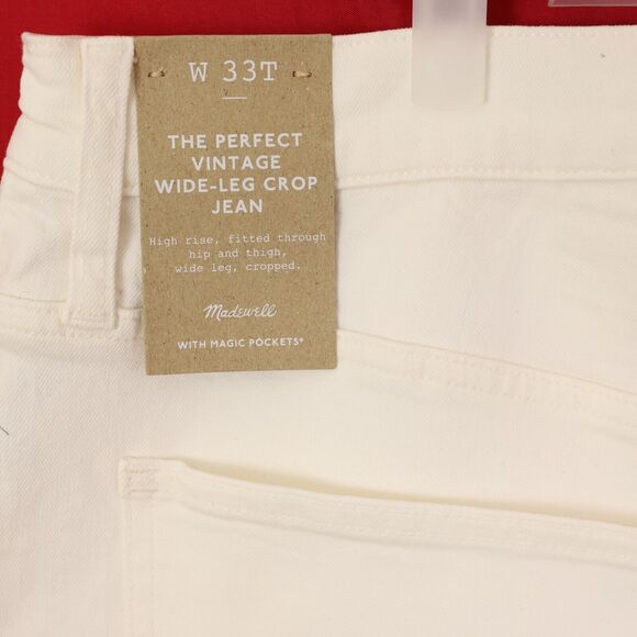 MADEWELL The Tall Perfect Vintage Wide-Leg Crop Jean 33T Tile White NWT B70 - Picture 4 of 6